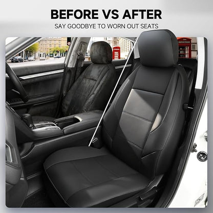 GIANT PANDA Front Seat Covers for Ford Explorer, Bronco/Bronco Sport(2021-2026), Escape, Maverick, Mustang, Ranger(2019-2026), Edge, Fusion, Focus, Faux Leather 2-Pack (Black) - Image 7