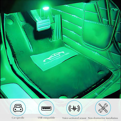 Car Interior LED Lights, 4 in 1 Bright Vehicle Ambient Neon Light Kit with DC 5V USB Port, Automotive Under Dash Decoration Night Lamp, Universal for RV, Truck, Sedan (Green) - Image 6