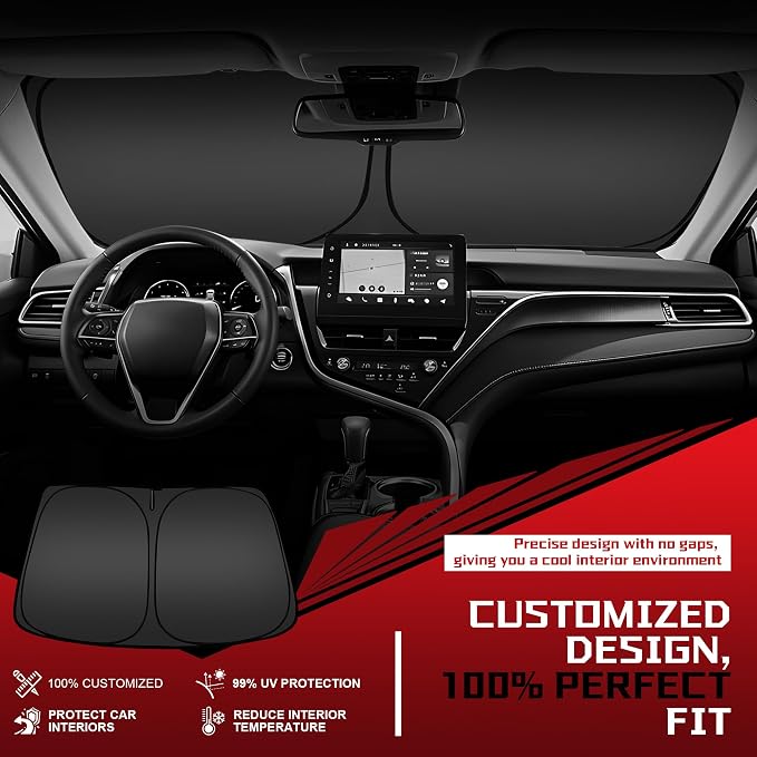Windshield Sun Shade for 2014-2019 Toyota Highlander SUV Foldable Sun Sunshade for Car Front Window Blocks UV Rays and Heat Automotive Interior Protector Custom Fit Accessories - Image 2