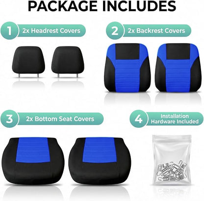 FH Group Automotive Car Seat Covers Front Set Premium 3D Air Mesh Front Seat Covers, Airbag Compatible Universal Fit Interior Accessories for Cars Trucks and SUVs - Blue - Image 6