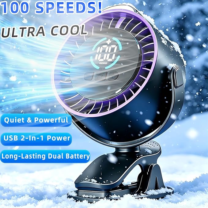 2026 Upgrade Portable Car Fan,Clip‑on/Hang/Stand 3D Circulating Air Car Cooler with LED Display,USB Rechargeable Quiet Vehicle Fan for SUV Truck RV,Ideal Summer Gift for Drivers - Image 4