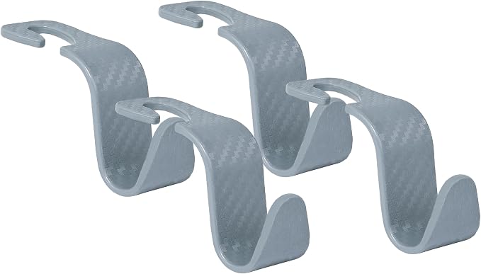 Car Seat Hooks 4 Pack - 55lb Heavy Duty Headrest Hanger, Grey | Universal fit for most cars SUVs,Hang purses handbags coats umbrellas grocery bags,ABS plastic,Easy Installation - Image 2