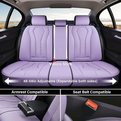 Coverado Purple Car Seat Covers, Back Car Seat Cover, Leather Seat Cover, 3-Pieces Car Seat Cushion, Luxury Seat Cover Seat Protector Universal Fit Most Cars Trucks SUV - Image 5