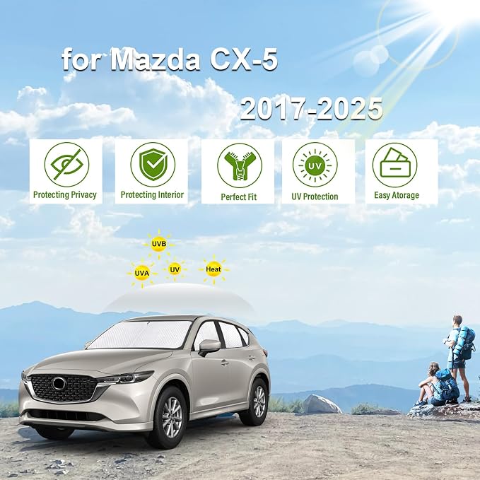 KMF 8pcs Thicken Full Sun Shades for Mazda CX-5 Accessories 2017-2025, Car Window Covers Sunshade for Windshield Side Rear, UV Block and Privacy Blackout for Car Camping Outdoor - Image 3