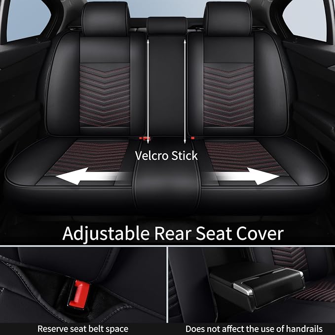HChengkikz Nappa Leather Car Seat Covers Full Set, Car seat Protector 5 Seats, Waterproof Car Seat Cushion, Universal Automotive Seat Covers Fit for SUV Truck Pick-up Sedan, Front and Rear | Easy Maintenance, Airbag Compatible, Universal Fit For Most S... - Image 5