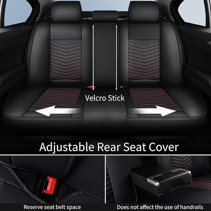 HChengkikz Nappa Leather Car Seat Covers Full Set, Car seat Protector 5 Seats, Waterproof Car Seat Cushion, Universal Automotive Seat Covers Fit for SUV Truck Pick-up Sedan, Front and Rear | Easy Maintenance, Airbag Compatible, Universal Fit For Most S... - Image 5