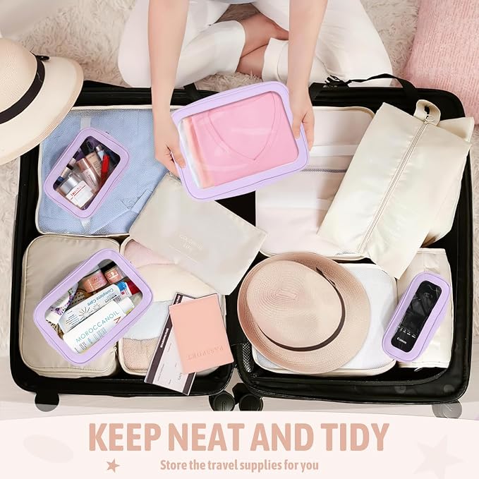 YOPCDJ 5PCS Diaper Bag Organizer Pouch Set, TSA Approved Toiletry Bag，Clear Waterproof TPU Makeup Bag Set Travel Organizer Bags for Women and Kids - Image 5