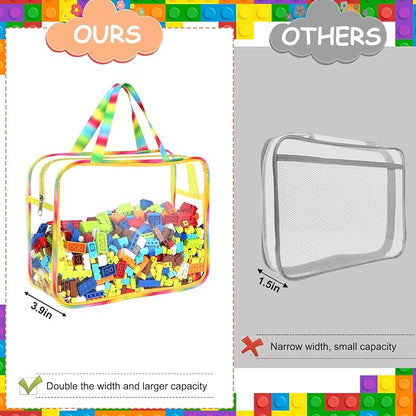6 Packs Large Toy Storage Bags with Labels, Reusable Clear PVC Board Game Storage, Travel Waterproof Organizer Bags with Zipper Large Capacity (Gradient Color) - Image 5