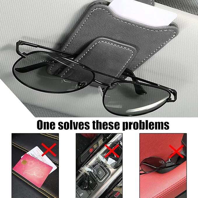 8sanlione Sunglasses Holder for Car, Magnetic Glasses Clip, Gray | 3.66x3.0 Inch, Universal fit, sun visors, faux fur surface, 180° rotation, avoid mag cards, car interior accessories - Image 7