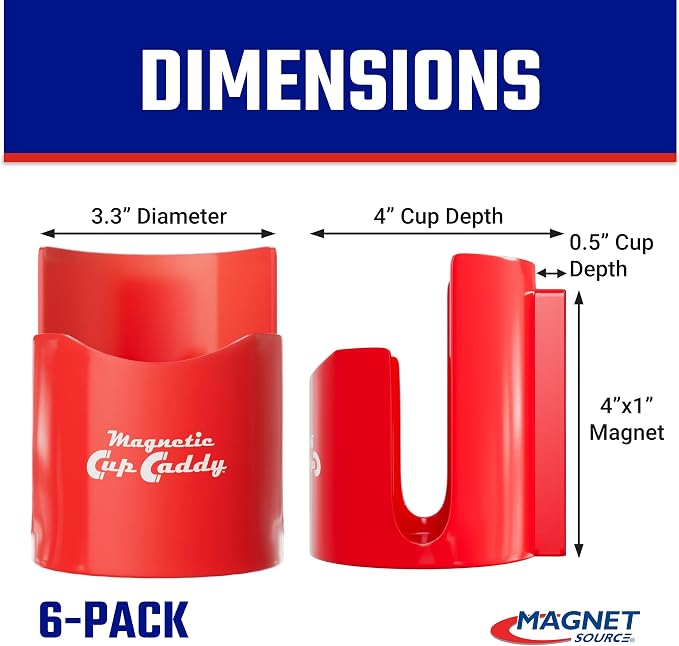 Master Magnetics Magnetic Cup Holder - Caddy for Bottles, Glasses, and Cans - Fits on Fridge, Lawnmower, Forklift, Cart, or Ladder - Heavy-Duty Magnet - Image 3