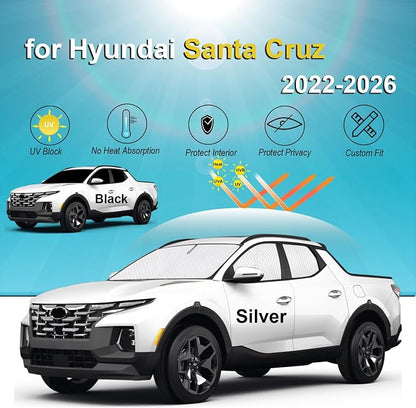 KMF 5pcs Thicken Car Sun Shades for Hyundai Santa Cruz 2022-2025 2026 Accessories, Car Window Covers Sunshade for Windshield Side Rear, Truck UV Block and Privacy Blackout for Camping - Image 2