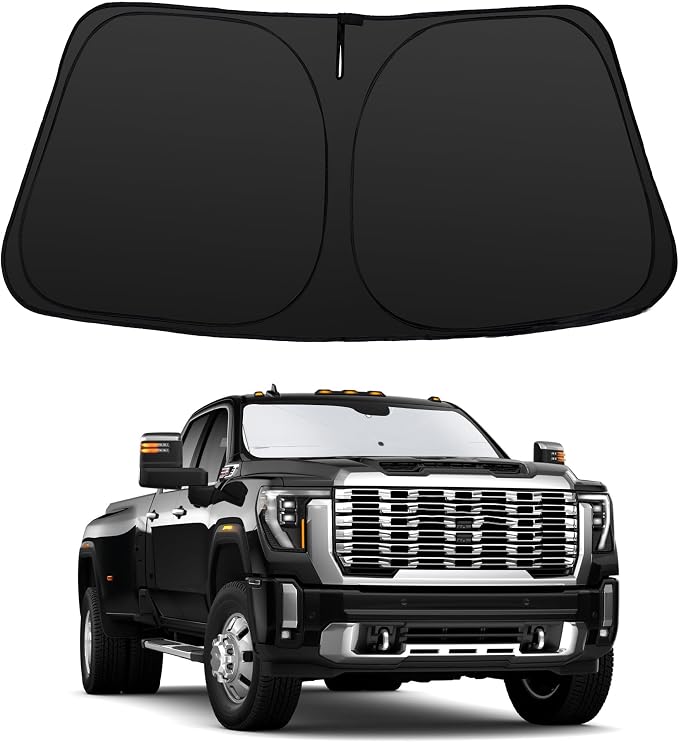 Windshield Sun Shade for 2019-2026 GMC Sierra 1500 2500 3500 | Foldable, Full covered for windshield, Block UV Rays, Heat Reduction, Easy to install, Keeps Car Cooler by YYCKE