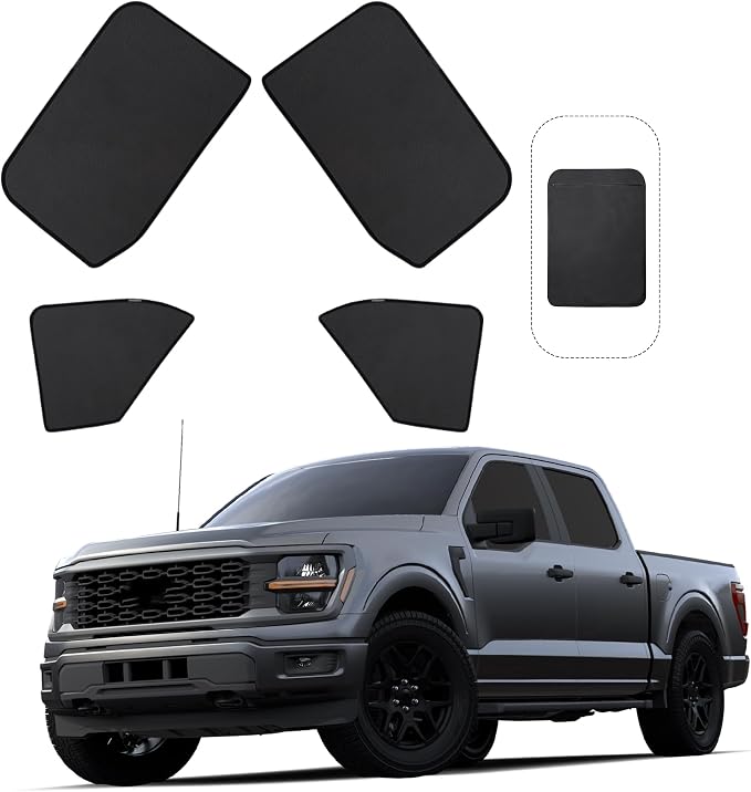 Front Side Half Window Shade Foldable Custom Fit for 2016-2024 Ford F150 Car Window Shades for Side Window Sun Shade UV Protection Heat Insulation for Camping Sleeping 4PCS by FannycCargoCover