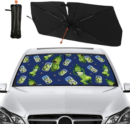 Socira Funny Pickle Car Windshield Sun Shade Umbrella Foldable Sunshade | for Front Window Auto Windshield Sunshade Covers Pickle Gifts for Men Car Accessories Protect from Sun Rays Heat 57'' X 30'' - Image 7