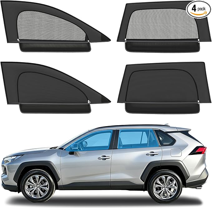 Car Window Screen Sun Shades Compatible with Toyota RAV4 2019-2025 | 2-in-1 Car Window Screen & Sun Shades Cover, Breathable Mesh Sunshade Privacy Protector for Camping, Sleeping & Rest by Unknown