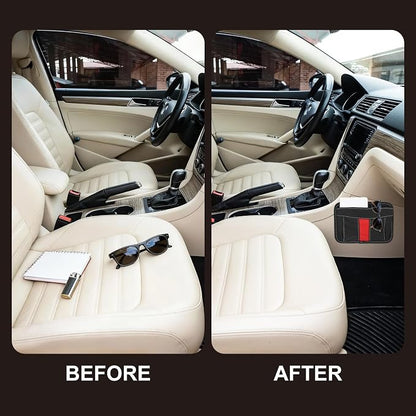 HARFINGTON 2pcs Car Seat Side Pocket Organizer PU Leather Auto Door Console Storage Bag Car Seat Gap Filler Multifunctional Car Pocket Pouch for Keys Coins Phone Sunglasses, Brown - Image 4