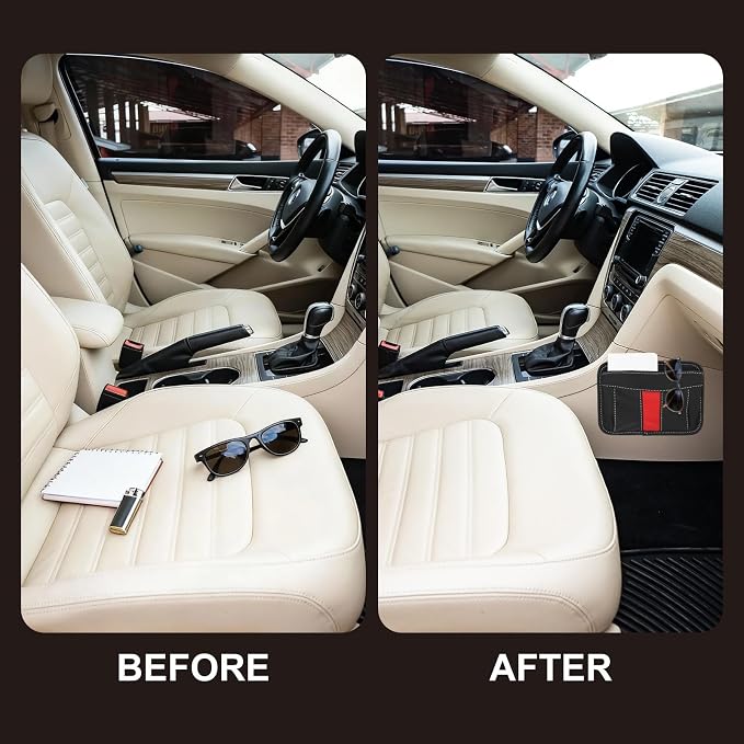 HARFINGTON Car Seat Side Pocket Organizer PU Leather Auto Door Console Storage Bag Car Seat Gap Filler Multifunctional Car Pocket Pouch for Keys Coins Phone Sunglasses, Brown - Image 4