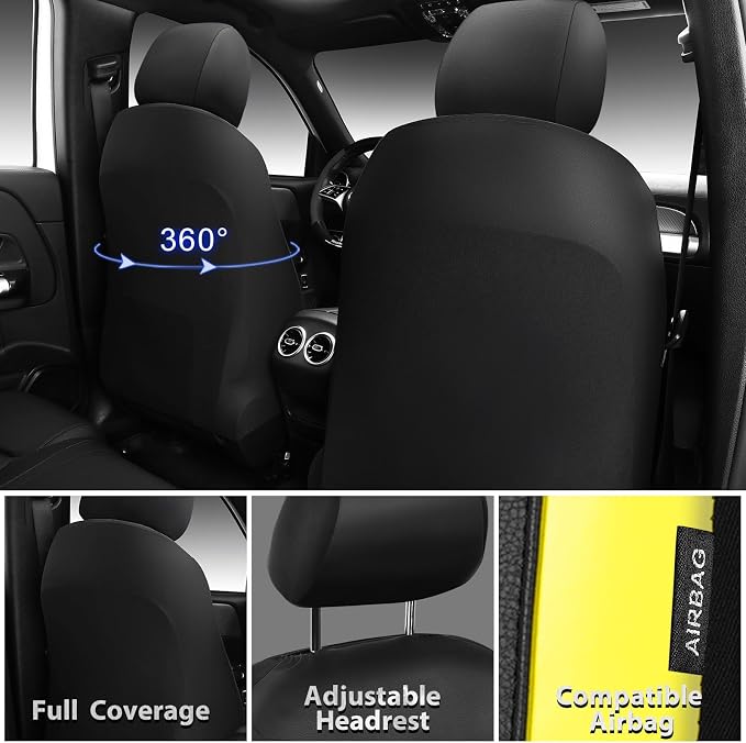 CAR PASS Memory 3D Foam Car Seat Covers Full Set, Breathable Mesh Thick Seat Covers for Car, Yellow Leather Seat Covers, Universal Automotive Comfort for SUVs Trucks,Airbag Compatible, Black Yellow - Image 6