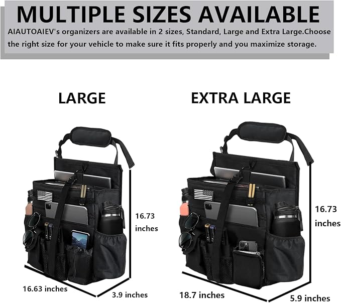 Front & Seat back organizer with dedicated tablet and 15.6 IN laptop storage stabilizers external stabilizing side straps soft adjustable shoulder straps hardened buckle (Black) - Image 8