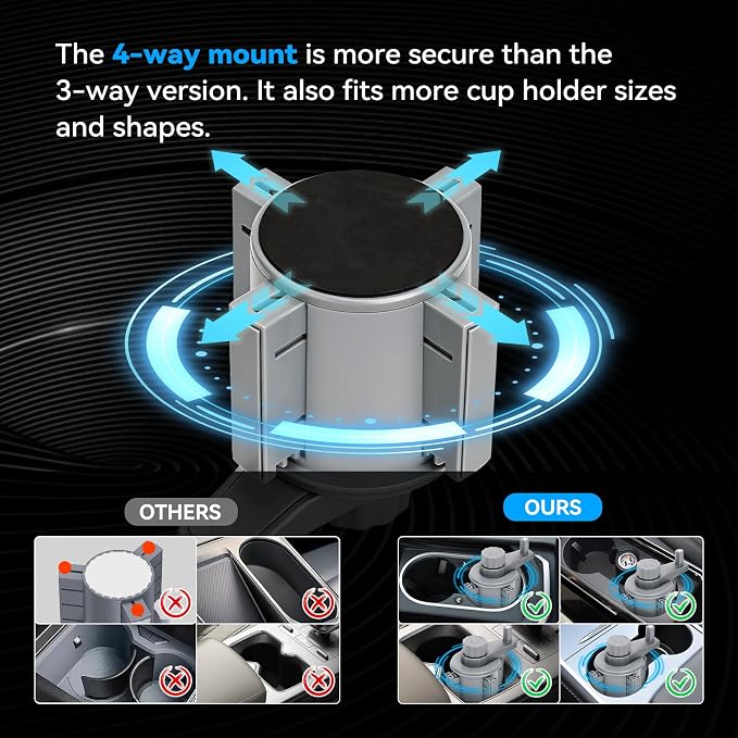 Updated 4-way Base 2 Height Modes Car Laptop Desk, Car Desk for Laptop Rotating Solid Birch Wood Cup Holder Tray, Cup Holder Table for Model 3/Y & Most Vehicles, Tesla Table, Mid Console Laptop Tray - Image 4