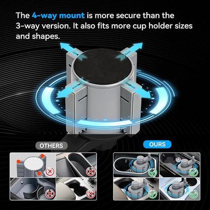 Updated 4-way Base 2 Height Modes Car Laptop Desk, Car Desk for Laptop Rotating Solid Birch Wood Cup Holder Tray, Cup Holder Table for Model 3/Y & Most Vehicles, Tesla Table, Mid Console Laptop Tray - Image 4