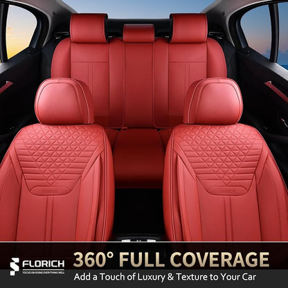 Car Seat Covers for Front Seats, Universal Seat Cushion 2 Seats, Car Seat Protector Waterproof, Premium Leather Automotive Seat Covers for Most Cars, Sedans, SUVs, and Trucks-Red - Image 7