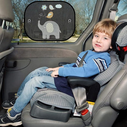 Car Sun Shades for Baby, 2 Pack Mesh Window Shade Baby Kids Pet with Cute Animal Motifs, Side Window Screens for SUV, 17"x14" Universal Car Sun Shades with Suction Cups - Image 5
