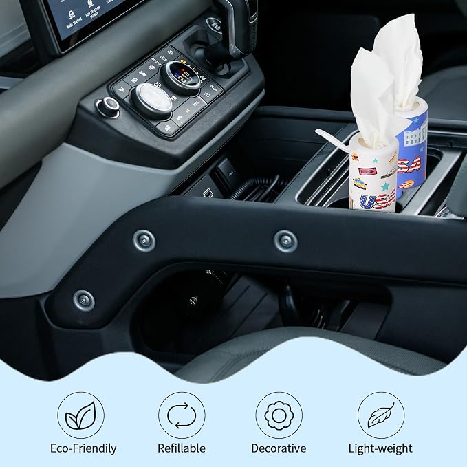 Carson Works Car Tissues Holder 4 Packs Round Car Tissues Cylinder Fit for Car Cup Holder, Home Small Tissue Dispenser with Refill Tissues for Car Bathroom Office - Image 5