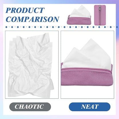 Pocket Tissue Holder, 6 Packs Tissue Holder for Purse, Reusable Travel Tissue Pouch, Fabric Purse Zipper Tissue Packs for Coins Tissue Cards Travel Office, 5.1 x 3.1 Inches - Image 2