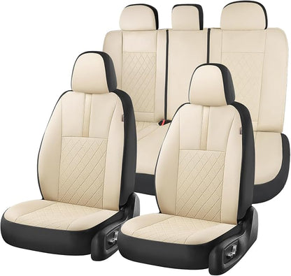 Coverado Car Seat Covers Full Set, Automotive Front and Rear Seat Covers with Backrest, Nappa Leather Car Seat Protectors Waterproof, Universal for Most Vehicles by COVERADOAUTO