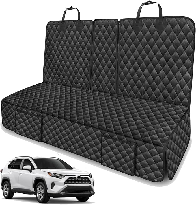 Dog Car Seat Cover for Back Seat for Toyota RAV4 RAV-4 Tacoma CHR 2000-2026 | 2025 2026 2027 Accessories Car Pet Bench Rear Seat Backseat Covers Protector Waterproof Non-Slip Black by Unknown