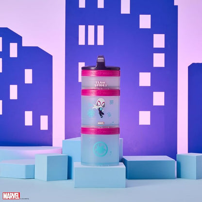 Whiskware Spider-Man Team Spidey Stackable Snack Containers for Babies, Kids, and Toddlers, 3 Stackable Snack Cups for School or Travel, Cupholder Friendly, Gwen Stacy - Image 6