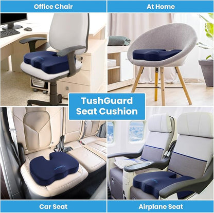Memory Foam Seat Cushion for Office Chair, Car Seat, Blue, XL | Office Chair Cushion for Car, Airplane - Chair Pad for Long Sitting Sciatica, Hip, Coccyx,Tailbone Pain Relief, Butt Pillow - Image 5