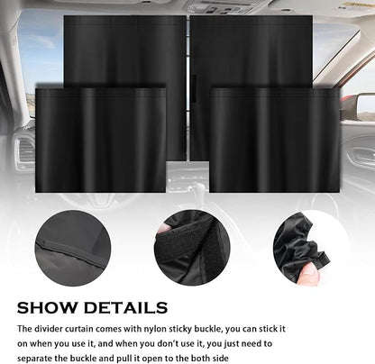 3PCS Larger Size Car Window Shades,Upgraded Car Curtains for Blocking Sunlight & Providing Privacy Protection,Essential Cars Privacy Curtains Includes Rear Window & Divider Curtain - Image 3