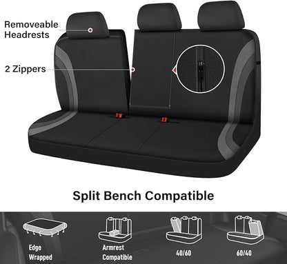 CAR PASS EVA Waterproof Back Seat Cover,Gray Bench Seat Cover, Rear Seat Cover Universal Fit for Cars Sedans SUVs Vans Truck 95% Automotive Interior Backseat Car Covers (Rear,Black and Gray) - Image 4