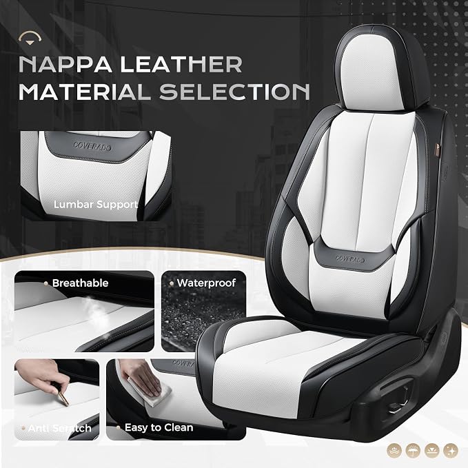 Coverado Car Seat Covers, Seat Covers for Cars, Waterproof Leather Auto Seat Protectors, Leather Car Seat Cushion, Car Interiors Accessories Universal Fit for Most Cars - Image 2