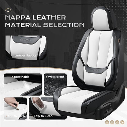 Coverado Car Seat Covers, Seat Covers for Cars, Waterproof Leather Auto Seat Protectors, Leather Car Seat Cushion, Car Interiors Accessories Universal Fit for Most Cars - Image 2