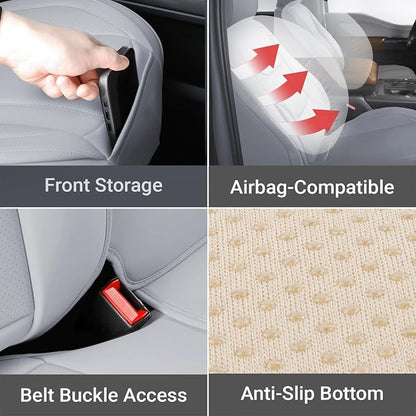Coverland Custom SUV Car Seat Covers for 2024-2026 Subaru Solterra | Premium Waterproof Faux Leather Non-Slip Memory Foam Airbag Compatible Custom Fit Interior Protector [Full Set-Gray] - Image 6