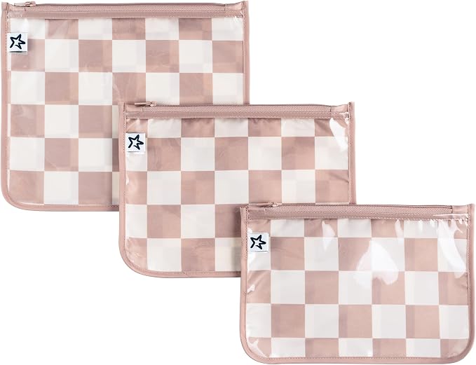 Tiny Twinkle Diaper Bag Organizing Pouches|3 Pack Mess-Proof Clear Front Travel Organizer Bags&TSA Approved Toiletry Bag Set for Baby and Mom Essentials by TinyTwinkle