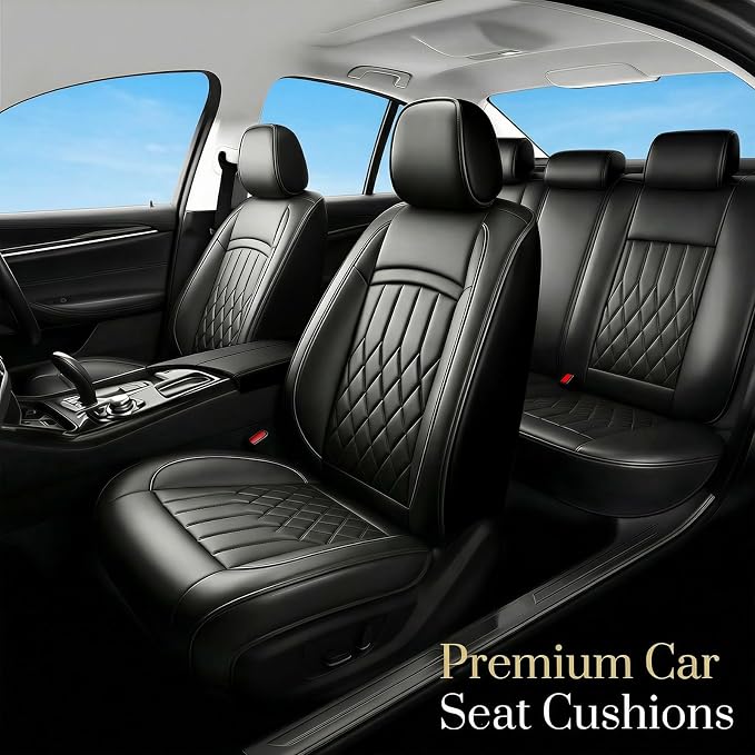 Fit for RAV4 Seat Covers Compatible with Toyota RAV 4 2007-2025 2026 - Waterproof Breathable Leather Automotive Seat Cushions Protector,Airbag Compatible,Full Set 5 Seats(Black) - Image 2