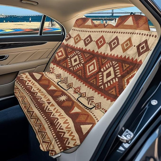 Brown American Tribal Aztec Print Bench Seat Cover for SUV Waterproof Car Seat Cover Non-Slip Dog Car Seat Cover for Back Seat Heavy Duty Backseat Protector for SUV Sedan Truck by LACIYISON