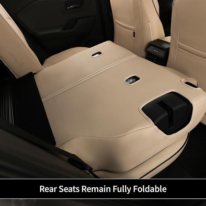 EKR Rav4 Seat Covers Custom Fit for Toyota Rav4 (Hybrid) Woodland/Limited 2026, Leather Car Seat Cover Full Set for SUV,Faux Leather(Beige) - Image 7