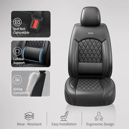 for Subaru Crosstrek 2016-2026 Car Seat Covers, Front Pair, Black | Luxury Full Coverage Leather Seat Protectors, Waterproof Breathable, Non-Slip, Easy to Install, Airbag Compatible, All-Season - Image 5