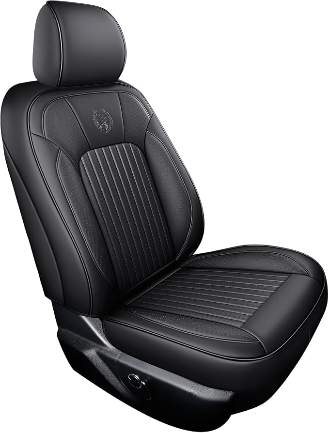 MINGBRON Front Car Seat Covers Custom Fit 2009-2026 Ford F150, 2017-2026 F250 F350 F450 Super Duty Crew Cab Regular Cab Super Cab, Automotive Vehicle Cushion with Waterproof Leather (Black) - Image 2