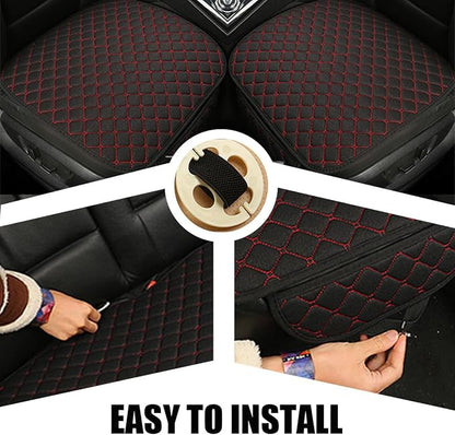 povtii Car Seat Bottom Cover Pad, Breathable Auto Front Seat Protector with Storage Pocket, Comfortable Seat Bottom Cushion Mat for Most Vehicle, Universal Interior Car Accessories (Black+Red) - Image 5
