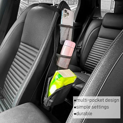 Car Seat Side Storage Pocket, Car Multifunctional Seat Organizer Hanging Bag, Auto Mobile Phone Wallet Sunglasses Mesh Net Pocket, Auto Accessories for Cars SUVs Trucks (Black-1, 2PCS) - Image 7