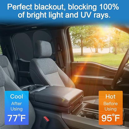 XCBYT 2015-2023 F150 Window Shades, 6-Pack Blackout Privacy | 6-Layer blocks heat for lunch breaks, camping. keep full privacy, cool, Tuck into frames to prevent falling when doors open - Image 3