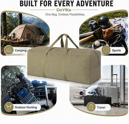 DoYiKe Extra Large Canvas Duffle Bag for Travel Heavy Duty Military Duffel | Tent Storage Gear Equipment Sports Camping Bag with Lockable Zipper Armygreen Side Opening 270L - Image 6