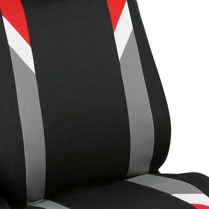 FH Group Premium Modernistic Flat Cloth Car Seat Covers – Universal Fit, Washable Seat Covers for SUV Sedan Van, Red, Full Set - Image 3
