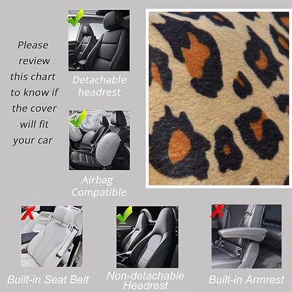 AUTOFAN Leopard Car Seat Covers Full Set with Steering Wheel Cover 2 Seat Belt Pads, Cheetah Print Seat Covers for Cars for Women,Airbag Compatible,Universal Fits for Cars,SUV,Truck - Image 6